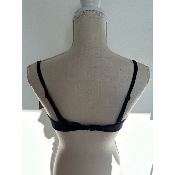 Frederick's of Hollywood Black and Orange Satin Lace Open Cup Underwire Bra - 10 - Picture 4 of 5